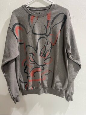 Disney Gray Crewneck Sweater with Red and Black Graphic